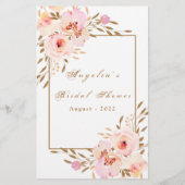 水彩ピンク赤面金ゴールドバラブライダルシャワーゲーム (裏面)