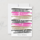 水彩ピンク金ゴールドあなたが私の世界バレンタインに色を (正面)