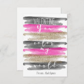 水彩ピンク金ゴールドあなたが私の世界バレンタインに色を (正面/裏面)