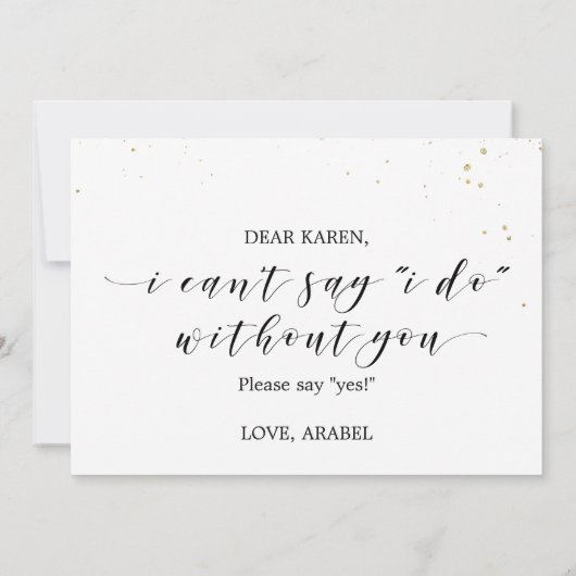 水彩ピンク金ゴールドが私のメイド・オブ・オーナー(花嫁付き添い人) 招待状 (裏面)