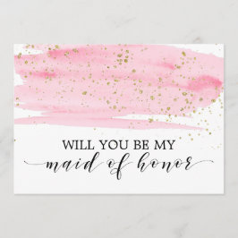 水彩ピンク金ゴールドが私のメイド・オブ・オーナー（花嫁付き添い人） 招待状