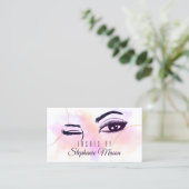 水彩ピンク金ゴールドまばゆみ目ホワイトシック コーリングカード (スタンド正面)