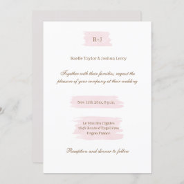 水彩ピンク金ゴールドホワイトグレーエレガントな結婚式 招待状