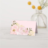 水彩ピンク金ゴールドユニコーン誕生日パーティードコール プレイスカード (裏面)