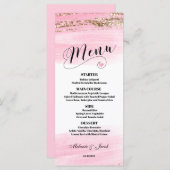 水彩ピンク金ゴールド4x9フラットメニューカード メニュー (正面/裏面)