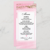 水彩ピンク金ゴールド4x9フラットメニューカード メニュー (正面/裏面)