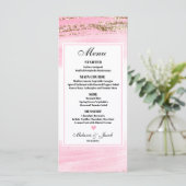 水彩ピンク金ゴールド4x9フラットメニューカード メニュー (スタンド正面)