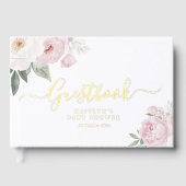 水彩ピンク開花ベビーシャワー ゲストブック (正面)