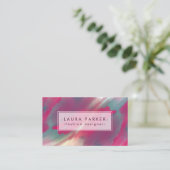 水彩ピンク(ばちゃばちゃ)跳ねる抽象芸術メイクアップアーティスト 名刺 (スタンド正面)