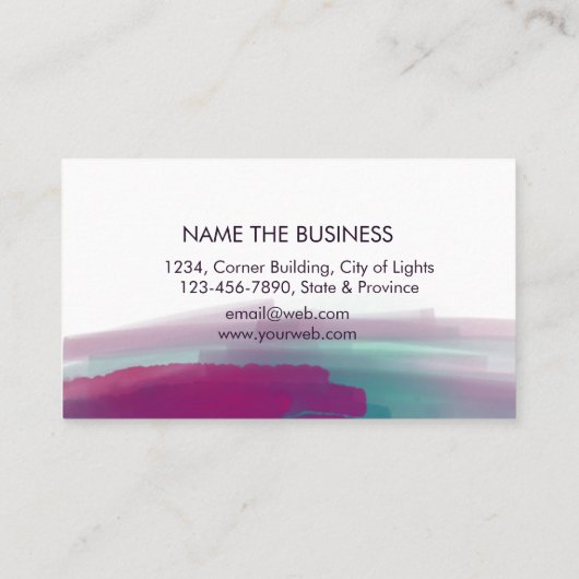 水彩ピンク(ばちゃばちゃ)跳ねる抽象芸術メイクアップアーティスト 名刺 (裏面)