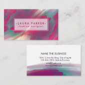 水彩ピンク(ばちゃばちゃ)跳ねる抽象芸術メイクアップアーティスト 名刺 (正面/裏面)