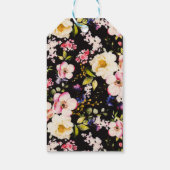 水彩ピンク&イエローローズオンブラック，誕生日 ギフトタグ (裏面)