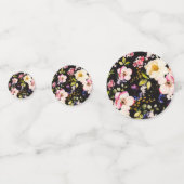 水彩ピンク&イエローローズオンブラック,誕生日 コンフェッティ (裏面)