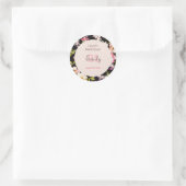 水彩ピンク&イエローローズオンブラック,誕生日 ラウンドシール (バッグ)