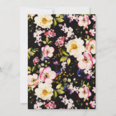 水彩ピンク&イエローローズオンブラック，誕生日 招待状 (裏面)