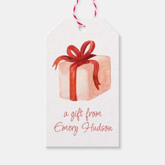 水彩ピンク ギフトタグ (正面)
