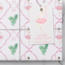 水彩ピンク&グリーンクリスマスバレリーナ写真