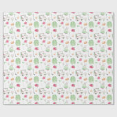 水彩ピンク&グリーンゴルフカート大会 ラッピングペーパー (フラット)