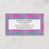 水彩ピンク+グリーンダマスクプロフェッショナルブシン 名刺 (裏面)