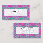 水彩ピンク+グリーンダマスクプロフェッショナルブシン 名刺 (正面/裏面)