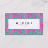 水彩ピンク+グリーンダマスクプロフェッショナルブシン 名刺 (正面)