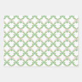 水彩ピンク&グリーン弓ガーランドクリスマス ラッピングペーパーシート (正面3)