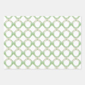 水彩ピンク&グリーン弓ガーランドクリスマス ラッピングペーパーシート (正面2)