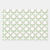 水彩ピンク&グリーン弓ガーランドクリスマス ラッピングペーパーシート (正面)