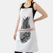 水彩ピンク&グレーパイナップル |お名前 エプロン (インサイチュ)