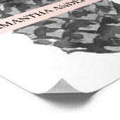 水彩ピンク&グレーパイナップル |お名前 ポスター (角)