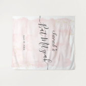 水彩ピンク×ゴールドのバット・ミッツヴァーお出迎え タペストリー (正面(横))