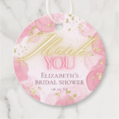 水彩ピンク＆ゴールドグリッターエレガントサンクス フェイバータグ (正面)