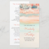 水彩ピンク – シーブルービーチ結婚式プログラム プログラム (正面/裏面)