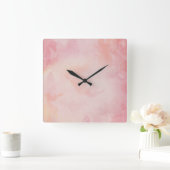 水彩ピンク スクエア壁時計 (ホーム)