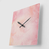 水彩ピンク スクエア壁時計 (傾斜)