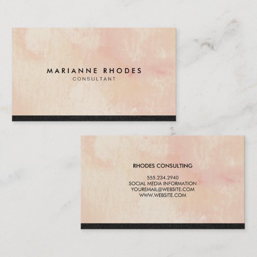 水彩ピンク（デニムトリム付） 名刺 (正面/裏面)