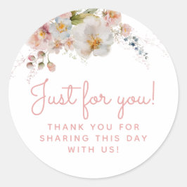 水彩ピンク フラワー サンクス ギフト ラウンドシール