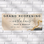 水彩ピンク ブラック ゴールド サロン 再オープン 横断幕