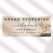 水彩ピンク ブラック ゴールド サロン 再オープン 横断幕