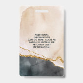 水彩ピンク ブラック ゴールド マーブル サロン ID バッジ (裏面)