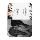 水彩ピンク、ブルゴーニュ、ネイビーブルーの花 マグネット (縦)