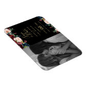 水彩ピンク、ブルゴーニュ、ネイビーブルーの花M マグネット (右側)