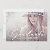 水彩ピンク&ブルーアジサイ写真卒業 招待状 (正面)