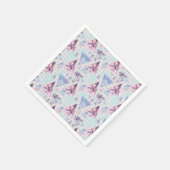 水彩ピンク&ブルーパームツリーパターン スタンダードカクテルナプキン (角)