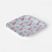 水彩ピンク&ブルーパームツリーパターン ペーパープレート (傾斜あり)