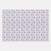 水彩ピンク&ブルーパームツリーパターン ラッピングペーパーシート (正面)