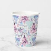 水彩ピンク&ブルーパームツリーパターン 紙コップ (裏面)