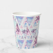 水彩ピンク&ブルーパームツリーパターン 紙コップ (右)