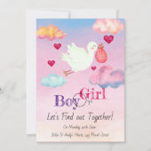 水彩ピンク&ブルー性別リビール招待状 招待状 (正面)