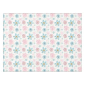 水彩ピンク、ブルー、金ゴールド冬の雪片 テーブルクロス (正面(横))